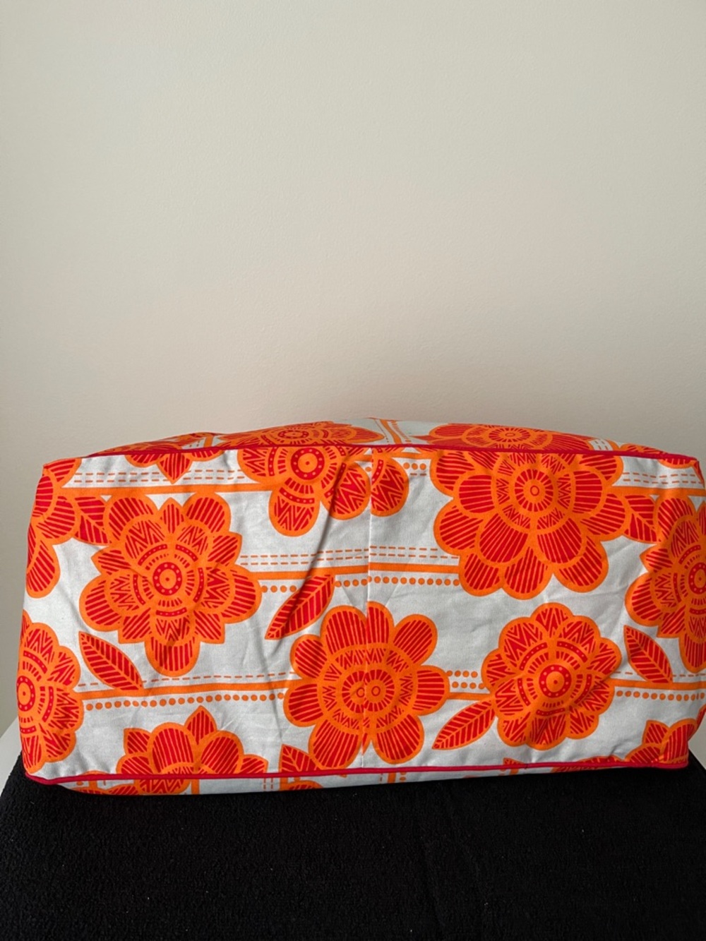 NWOT...Bright Orange Floral Cotton Tote Bag - Picture 3 of 7